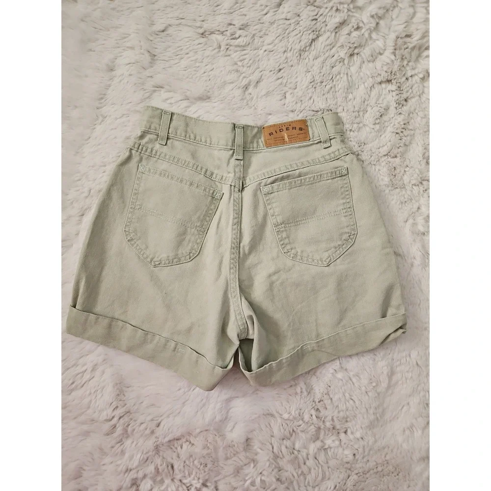 VTG 90s Denim Riders High Waisted Sage Green Shorts Women's Size 6M 26